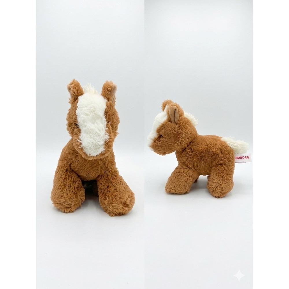 Aurora World Brown Horse Plush Stuffed Animal White Blaze Mane May‎ 2020 8"